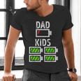 Dad Of Four Low Battery Father Of 4 Kids Dad Men's V-Neck T-Shirt