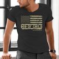Dad Of Girls Outnumbered US Flag Father's Day Daughter Dad Men's V-Neck T-Shirt