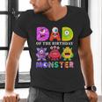 Dad Little Monster Kids 1st Birthday Party Family Monster Small Men's V-Neck T-Shirt