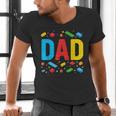 Dad Master Builder Building Bricks Blocks Family Fathers Day Men's V-Neck T-Shirt
