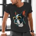 Dad Mom Cool Dog Sunglasses Boston Terrier Men's V-Neck T-Shirt Dad Mom Cool Dog Sunglasses Boston Terrier Men's V-Neck T-Shirt