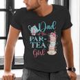 Dad Of The Par-Tea Girl Floral Tea Party Birthday Family Men's V-Neck T-Shirt