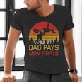 Dad Pays Mom Prays Dirt Bike Retro Motocross Boys Kids Men's V-Neck T-Shirt