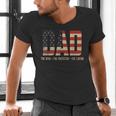 Dad Protector Hero Legend USA Flag Dad Father's Day Men's V-Neck T-Shirt Dad Protector Hero Legend USA Flag Dad Father's Day Men's V-Neck T-Shirt