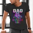 Dad Of Roller Girl Roller Skating Birthday Matching Family Men's V-Neck T-Shirt