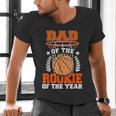 Dad Of Rookie 1st Basketball Bday Theme Matching Men's V-Neck T-Shirt