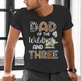 Dad Of The Wild And Three 3 Birthday Zoo Theme Safari Jungle Men's V-Neck T-Shirt