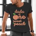 Dada Dad First Birthday One Sweet Peach Bday Family Matching Men's V-Neck T-Shirt