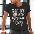 Daddy Of The Birthday Boy Cow Farm 1St Birthday Boy Men's V-Neck T-Shirt