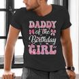 Daddy Of The Birthday Girl Family Pink Coquette Bow Men's V-Neck T-Shirt