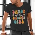 Daddy Of The Birthday Girl Groovy Themed Father Dad Men's V-Neck T-Shirt Daddy Of The Birthday Girl Groovy Themed Father Dad Men's V-Neck T-Shirt