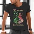 Daddy Of The Birthday Girl Pink And Green Family Matching Men's V-Neck T-Shirt