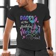 Daddy Of The Birthday Mermaid Matching Family Party Father's Men's V-Neck T-Shirt