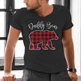 Daddy Dad Bear Pajama Red Buffalo Xmas Family Christmas Men's V-Neck T-Shirt