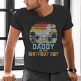 Daddy Dinosaur Of The Birthday Boy Dad Matching Family Men's V-Neck T-Shirt