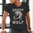 Daddy Wolf Wolves Dad Moon Fathers Day Men's V-Neck T-Shirt