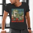 Daddysaurus Father's Day Best Dad T-Rex Papa Men's V-Neck T-Shirt