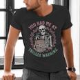 Dark Romance Had Me At Trigger Warning Skeleton Smutt Book Men's V-Neck T-Shirt