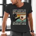 I Didn't Choose The Cat Dad Life Funny Cat Lovers Vintage Men's V-Neck T-Shirt