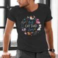 Disney Pet Parent Father’s Day Disney Cats Best Cat Dad Ever Men's V-Neck T-Shirt