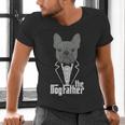 The Dogfather French Bulldog Dad Frenchie Papa T-Shirt Small Men's V-Neck T-Shirt