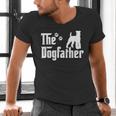 The Dogfather Tee Fathers Day Dad Dog Lover Schnauzer For Men Women Girls Kids Men's V-Neck T-Shirt