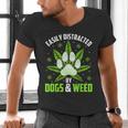 Dogs And Weed Dad Mom Dog Lover Cannabis Marijuana For Men Women Men's V-Neck T-Shirt