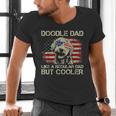 Doodle Dad Goldendoodle Regular Dad But Cooler American Flag Men's V-Neck T-Shirt