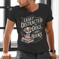 Easily Distracted By Dogs And Books Reader Animal Dog Men's V-Neck T-Shirt