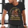Easily Distracted By Dragons And Books Fantasy Book Lover Men's V-Neck T-Shirt