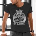 Easily Distracted By Old Cars Graphic Nostalgia Men's V-Neck T-Shirt Easily Distracted By Old Cars Graphic Nostalgia Men's V-Neck T-Shirt