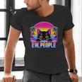 Ew Cat Misanthrope Introvert Synthwave 80s Men's V-Neck T-Shirt