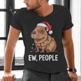Ew People Capybara Christmas Lights Introvert Humor Men's V-Neck T-Shirt