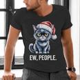 Ew People Christmas Cat Santa Hat Dad Introvert Men's V-Neck T-Shirt Ew People Christmas Cat Santa Hat Dad Introvert Men's V-Neck T-Shirt