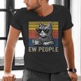 Ew People Introvert Cat Lover Crazy Vintage Cat Lady Men's V-Neck T-Shirt