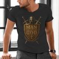 Faithful Warrior Man Of God Christian Men Knight Armor Dad Men's V-Neck T-Shirt