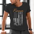 Farmer Dad Like A Normal Dad Only Cooler USA Flag Farming Men's V-Neck T-Shirt