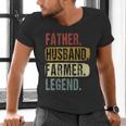 Father Husband Farmer Legend Vintage Dad Father's Day Men's V-Neck T-Shirt