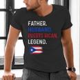 Father Husband Puerto Rican Legend Proud Dad Rico Flag Men's V-Neck T-Shirt