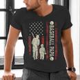 Father's Day Baseball Papa USA Flag Dad Men Baseball Men's V-Neck T-Shirt