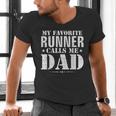 My Favorite Runner Calls Me Dad Father's Day Men's V-Neck T-Shirt