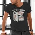 Never Forget VHS Tape Cassette Floppy Disk Nostalgia 80s 90s Men's V-Neck T-Shirt