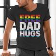 Free Dad Hugs Pride Flag Month LGBTQ Transgender Support Men's V-Neck T-Shirt
