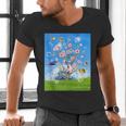 Frutiger Aero Aesthetic Tech Cherry Blossom Fishes Bubbles Men's V-Neck T-Shirt