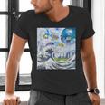 Frutiger Aero Aesthetic Tech Great Wave Of Kanagawa Fishes Men's V-Neck T-Shirt Frutiger Aero Aesthetic Tech Great Wave Of Kanagawa Fishes Men's V-Neck T-Shirt