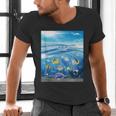 Frutiger Aero Aesthetic Tech Ocean Underwater Fishes Men's V-Neck T-Shirt