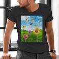 Frutiger Aero Aesthetic Tech Scenery Fishes Sunflower Men's V-Neck T-Shirt Frutiger Aero Aesthetic Tech Scenery Fishes Sunflower Men's V-Neck T-Shirt