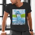 Frutiger Aero Aesthetic Tech Water Fishes Monitor Screen Men's V-Neck T-Shirt Frutiger Aero Aesthetic Tech Water Fishes Monitor Screen Men's V-Neck T-Shirt