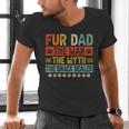 Fur Dad Man Myth Snack Dealer Paw Cat Dog Father's Day Men's V-Neck T-Shirt