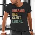 Gamer Husband Dad Video Game Legend Father's Day Men's V-Neck T-Shirt